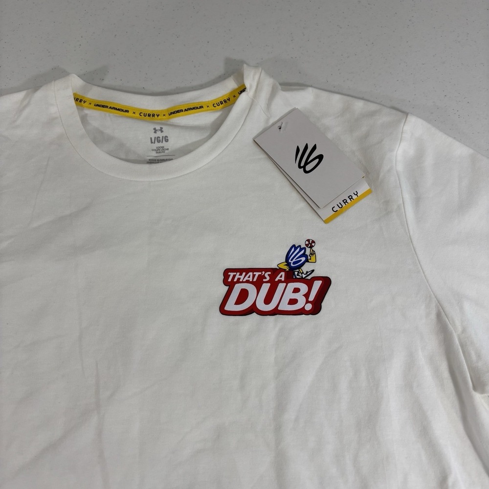 NWT! Under Armour X Steph Curry "That's a Dub" Goat White Tee Shirt Adult L - Picture 3 of 11